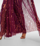 Evening Dress with Cape Sleeve Beaded Women's Formal Prom Gown Custom
