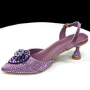 Latest Women Shoes and Matching Bags Decorated with Rhinestone Elegant Pointed Toe Wedding Shoes Bride