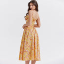 Women Strap Sleeveless Floral Button Pocket Elegant Sexy Casual Party Spring Summer Long Dress