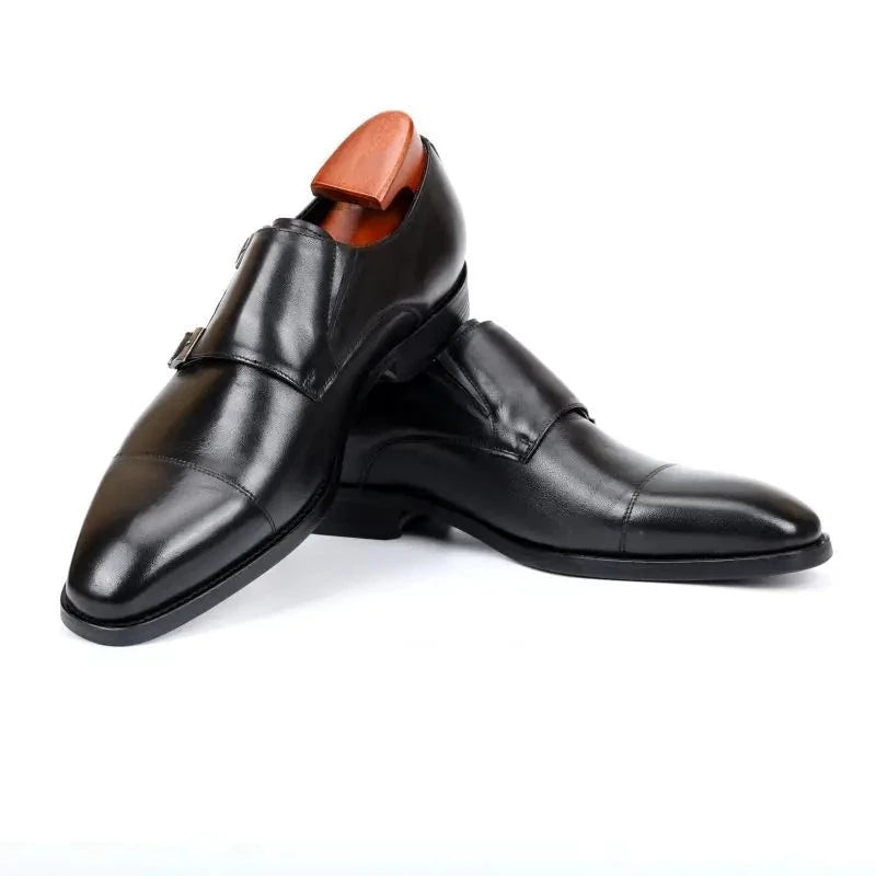 Double Monk Straps Men Shoes Office Business Genuine Leather Handmade Formal Dress Shoes for Men Designer