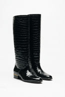Autumn and Winter Round Toe Low Heeled Women's Knee Boots Flat Bottomed Boots for Women
