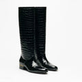 Autumn and Winter Round Toe Low Heeled Women's Knee Boots Flat Bottomed Boots for Women