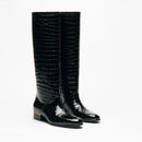 Autumn and Winter Round Toe Low Heeled Women's Knee Boots Flat Bottomed Boots for Women