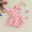 Summer Christmas Infant Baby Girl Cute Ruffle Sleeveless Candy Jumpsuit Playsuit Xmas Clothes