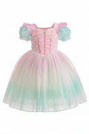 Pastel-colored dress with a gradient effect on a white background, Obroi