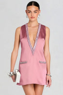 Elegant Women Luxury Formal Rhinestone Mini Dress Evening Ladies Spring Summer