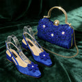 Shoes and Bag Ladies Heel Decoration Pure Elegant Flower Wedding Shoes and Bag Full Rhinestone Handbag