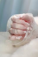 Pink Press on Nails with Flash Glitter Decor Split Design