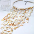 Shell Round Beaded Long Chain Tassel Pendant Necklace for Women