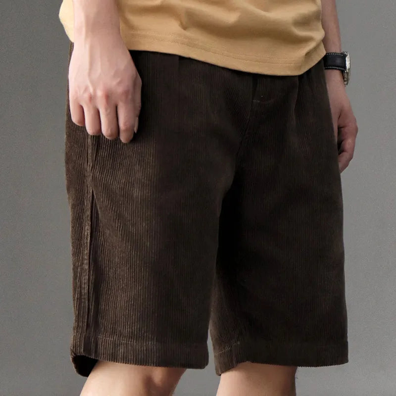 Summer American Retro Corduroy Tooling Shorts Men's Cotton Washed Straight Heavyweight Loose Casual Pants