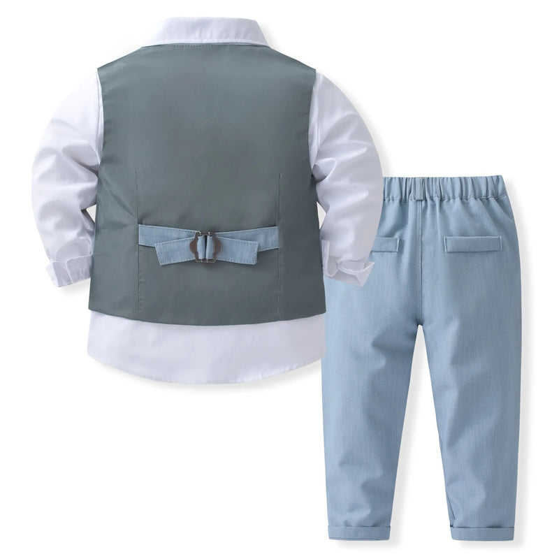 Kids Suits Boys Birthday Outfit Boys Toddler Bowtie Dress Children Blazer Blue Child Wedding Suit