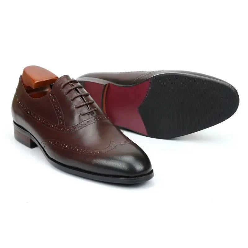 Brogue Oxford Men Dress Shoes Wedding Best Man Shoe Genuine Leather Handmade Designer Formal Shoes Men Original