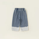 Kids Pants Jeans Lace Denim Straight Leg