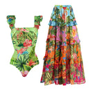 Sling Ruffle One Piece Swimsuit and Skirt Clearance