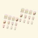 Press on Nails Butterfly Coffin Fake Nails Butterfly Flower Acrylic Nails False Nail Full Cover Press on Nails