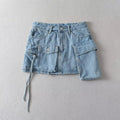Skirts for Women Spliced Summer Casual Femme High Waist Mini Short Denim Skirt