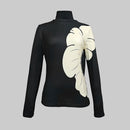 Latest Women Flower T-Shirts Spring Autumn Casual Basic Skinny Black Tops