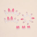 24 PCs Long French Minimalist Floral Nails with 1 Jelly Gel and 1 Nail File