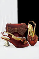 Elegant Women High Heels for Peep Toe Sandals Design Shoes and Bags Matching