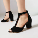 Women T-strap Sandals Summer High Heels Open Toe Gladiator Chunky Heel Shoes Woman Party Pumps