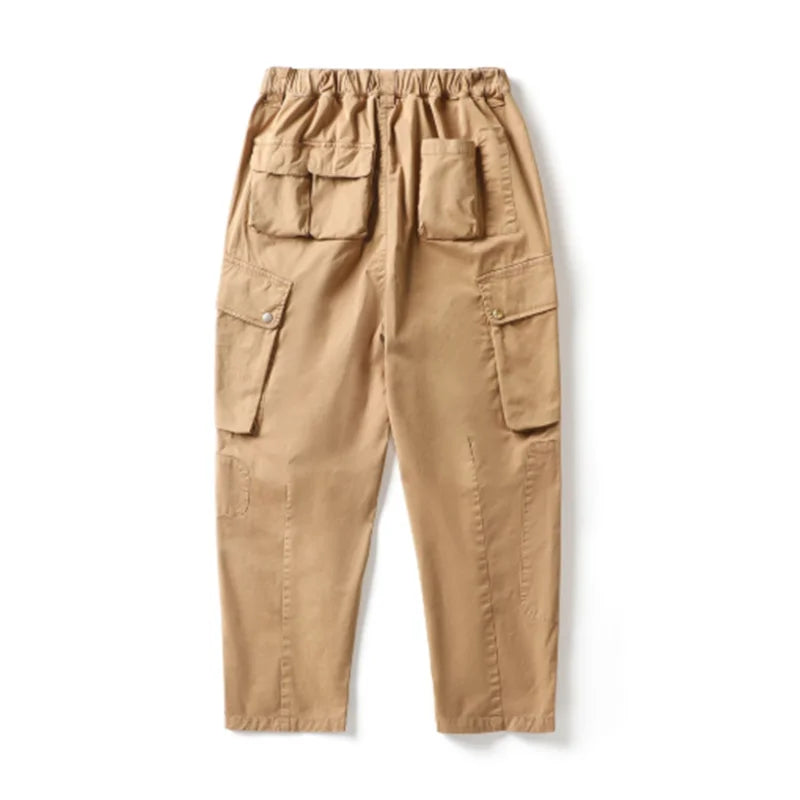 Men Loose Pants Mid Waist Casual Overalls Outdoor Trousers