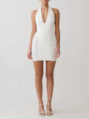 Dresses for Women Halter Sleeveless Slimming Mini Solid Backless Dress Female