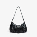 Black handbag with a silver buckle on a white background, Obroi