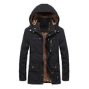 Winter Fleece Parkas Men Cotton Army Green Windbreaker Coat Male Detachable Hood Jacket Man