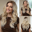 Blonde Wigs Long Wavy Wig with Lace Hairline for Women Party Fiber Soft Hair