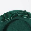 Elegant Dark Green Wool Beret with Large Bow Inspired  Painter Cap for Women Perfec Outfits