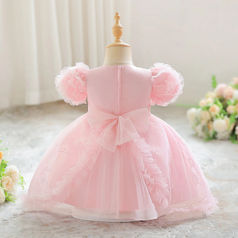 Elegant Flower Party Baby Girls Dress Toddler Pink Wedding Princess Prom Gown Bridesmaids