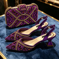 Women's Pumps purple Gold Shoes and Bag Set Italian Design