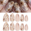 Flowers Design Nail Art Short Pointed Fake Nails Detachable Finished False Nails Press on Nails with Glue