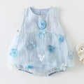 Newborn Princess Baby Jumpsuit Breathable Baby Girl Clothes Floral Veil Wrapped Skirt Sweet Romper