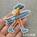 Summer Blue Surfer Girl Shell Wave Bow Iron-on Embroidered Badge Patch DIY T-shirt Hat Backpack Clothing Sticker