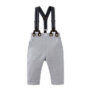4Piece Sets Fall Newborn Boy Clothes Gentleman Cotton suit Pants Straps Hat Baby Luxury Clothing