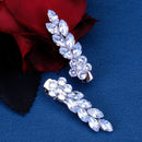 Silver Sparkling Zirconia Hair Clips Leaf Petal Alloy Hair Clip For Women Opening Ceremony Headpiece Hair Accessories