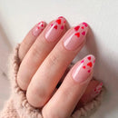 White Love Heart Nail Valentine's Day Press on Nails Short Coffin Head Acrylic Nail Tips