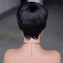 Short Pixie Cut Wigs  Full Machine Made Human hairs wigs Black Human hair Women wear