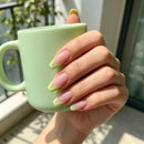 24Pcs Press-On Nails NudeFrench Tips with Beveled Edges in Apple Green—Perfect for Women and Everyday Wear