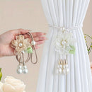 2Pcs Elegant Pearl Flower Curtains Lacing Adjustable Tie Back Garden Bohemia Curtain Accessories