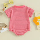 Summer Infant Newborn Baby Girls Boys Bodysuit Solid Knitted Short Sleeve Jumpsuit Cute