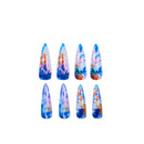 Summer Fresh False Nails Tips Long Almond Cute Press On Nails Ocean Series Wearable Fake Nail