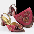 Ladies Party Shoes and Bag Comfortable Square Heels with Hand Bag For Wedding