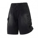 Black cargo shorts on a white background, Obroi