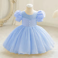 Little Girl Pearl Patchwork Princess Dress Wedding Flower Children Dress