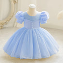 Little Girl Pearl Patchwork Princess Dress Wedding Flower Children Dress