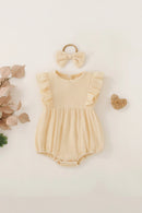 Summer female infant apricot solid color short-sleeved triangle Romper