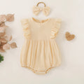 Summer female infant apricot solid color short-sleeved triangle Romper