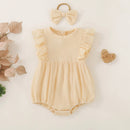 Summer female infant apricot solid color short-sleeved triangle Romper